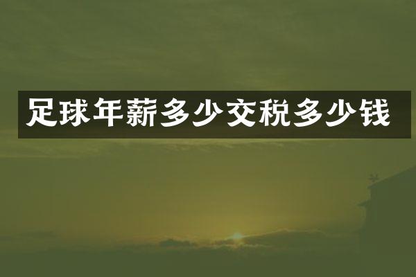 足球年薪多少交税多少钱
