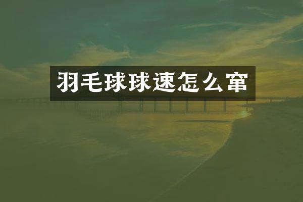 羽毛球球速怎么窜