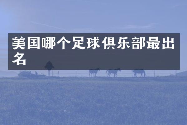 美国哪个足球俱乐部最出名