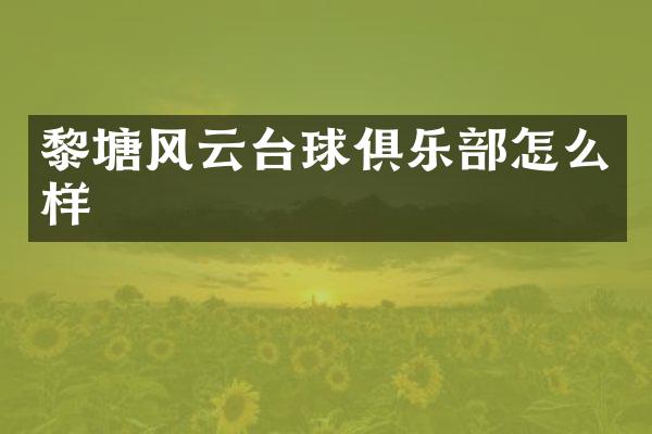 黎塘风云台球俱乐部怎么样