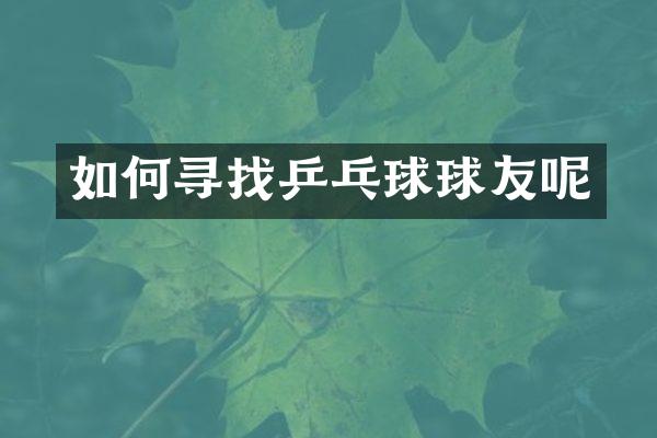 如何寻找乒乓球球友呢