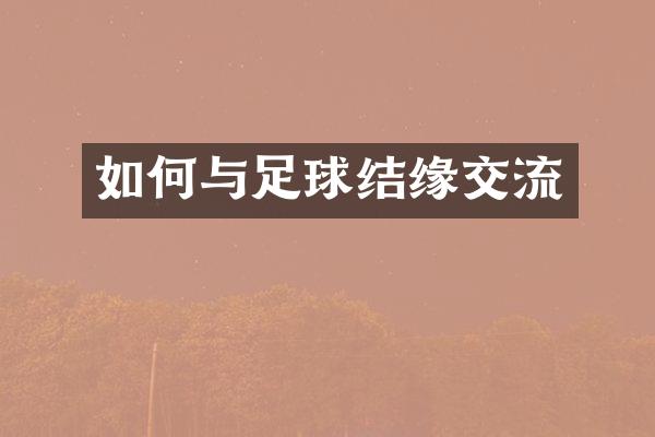 如何与足球结缘交流