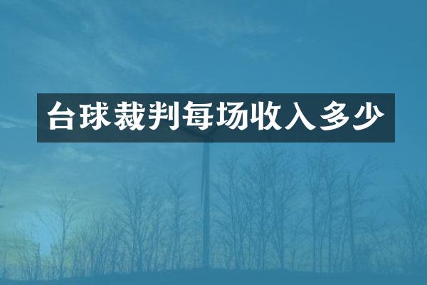 台球裁判每场收入多少