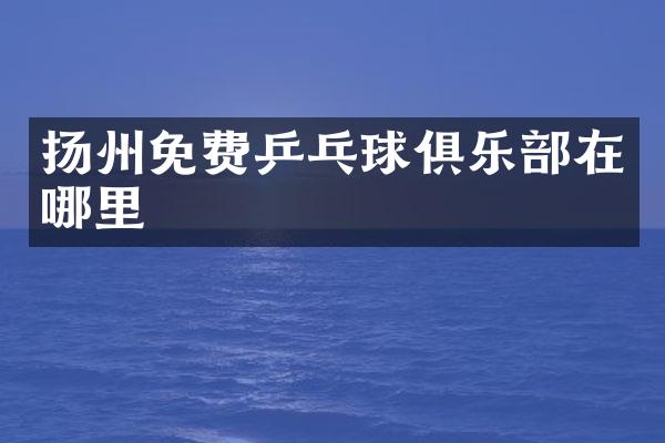 扬州免费乒乓球俱乐部在哪里
