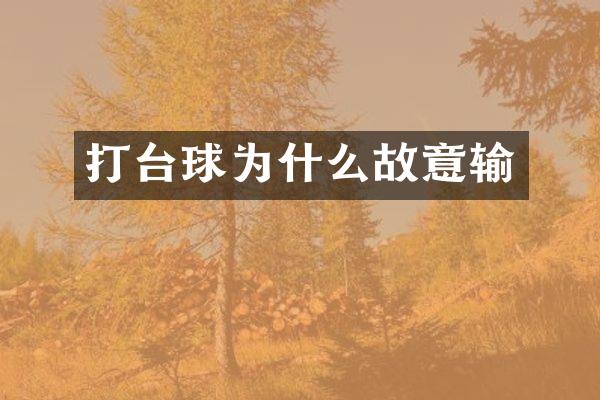 打台球为什么故意输