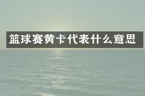 篮球赛黄卡代表什么意思