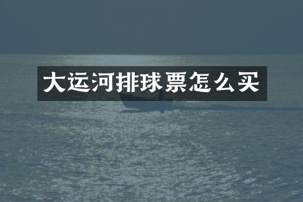 大运河排球票怎么买