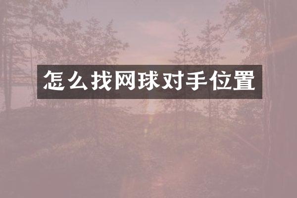 怎么找网球对手位置