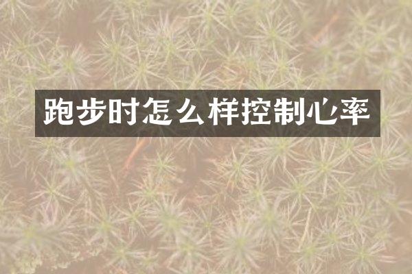 跑步时怎么样控制心率