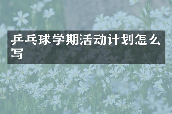 乒乓球学期活动计划怎么写