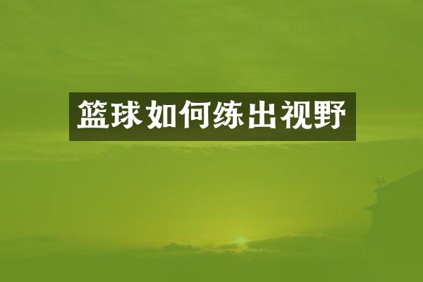 篮球如何练出视野