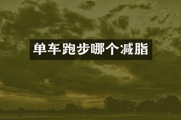 单车跑步哪个减脂
